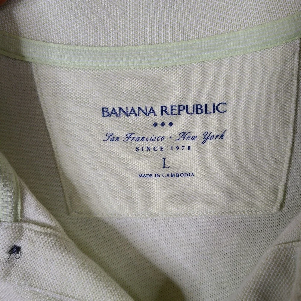 Banana Republic‎ Shirt Mens Large Green Pique Polo Short Sleeve Cotton Casual